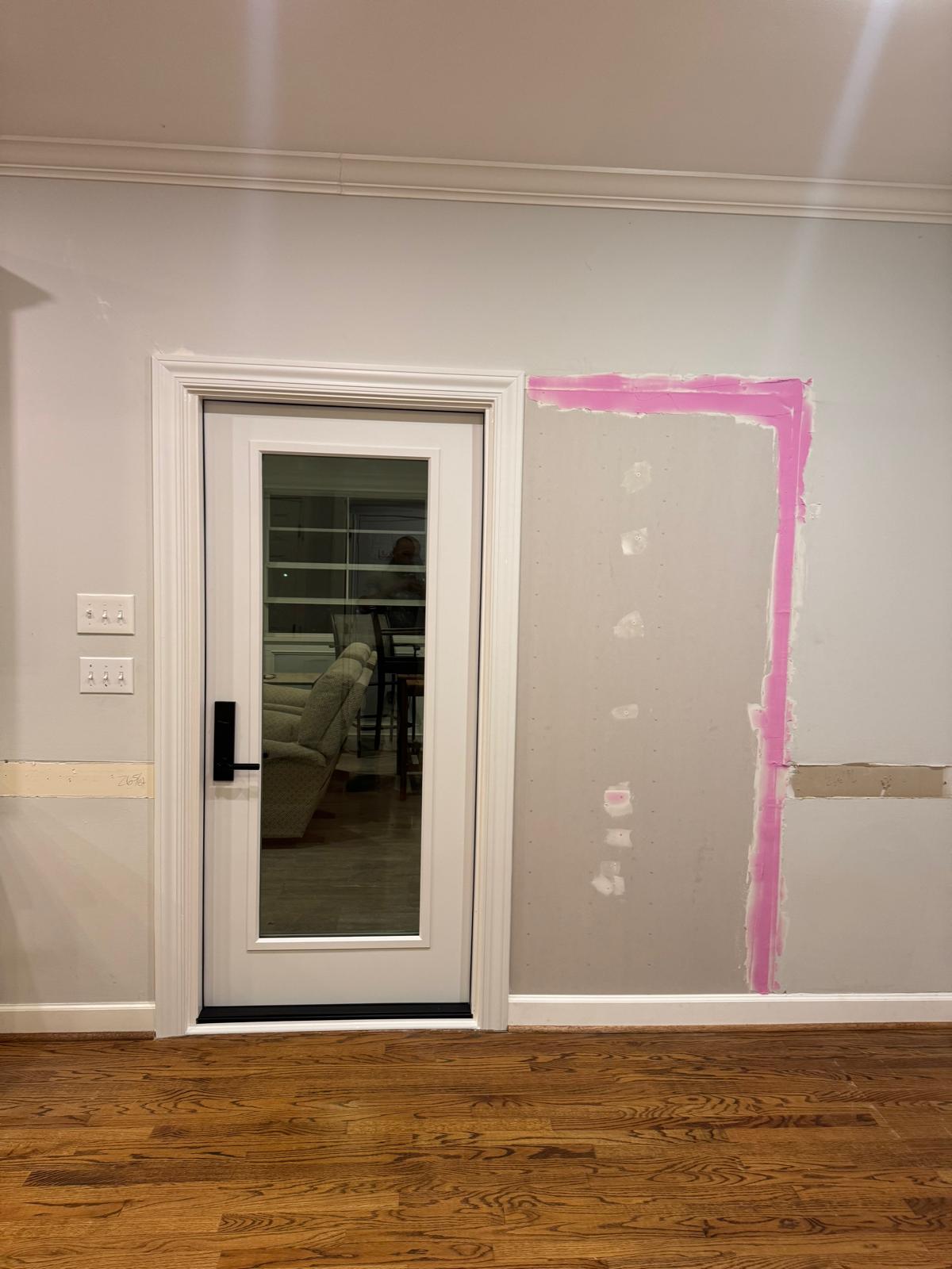 New full-glass interior door installed and trimmed